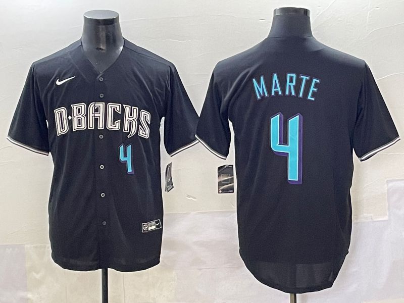 Men Arizona Diamondback #4 Marte Black Joint Name 2025 Nike MLB Jersey style 35